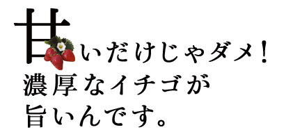 “甘いだけじゃダメ！濃厚なイチゴがうまいんです。